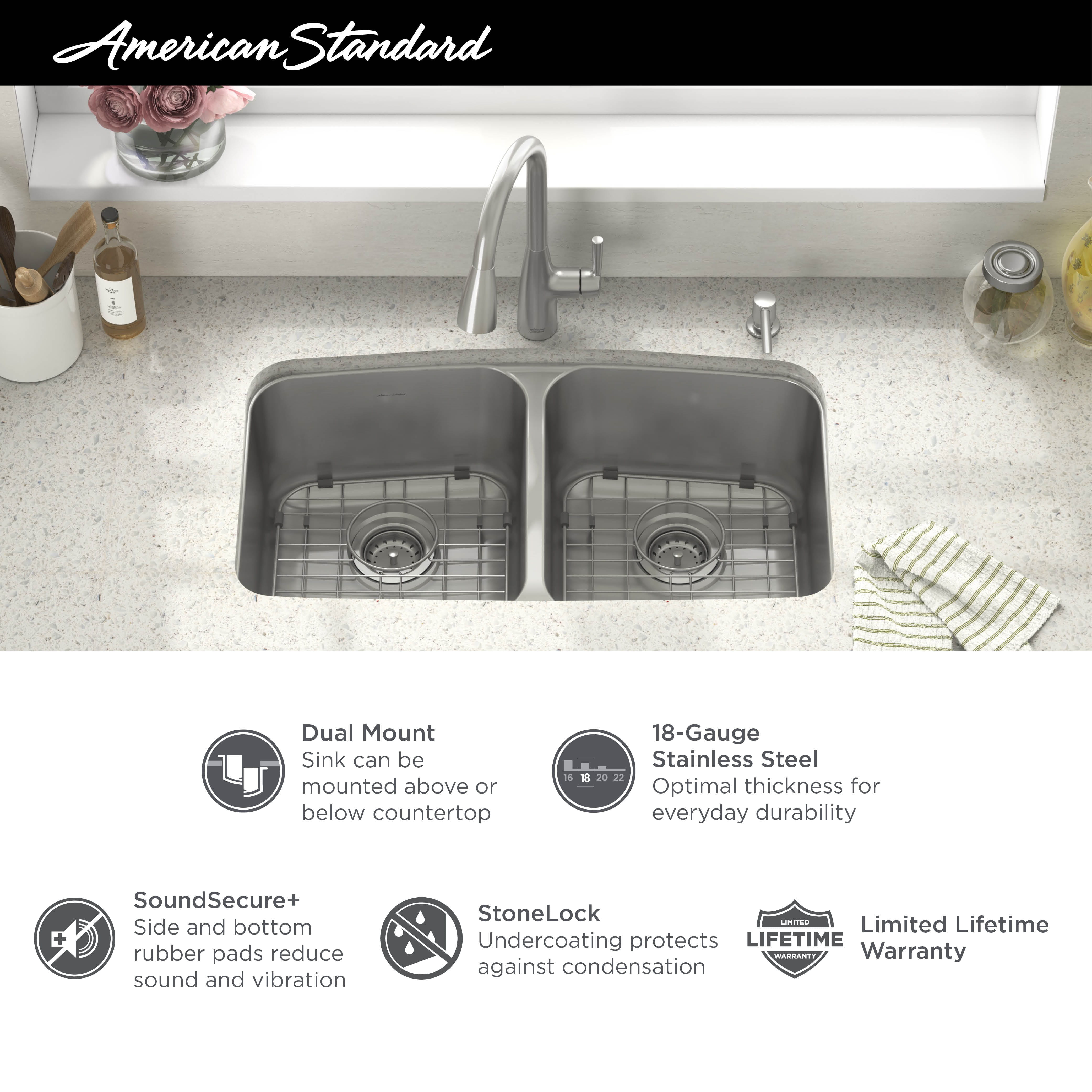 Fairbury® 2S PullDown Faucet and 33Inch Stainless Steel DoubleBowl